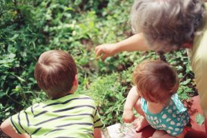 elderly lady and grand children